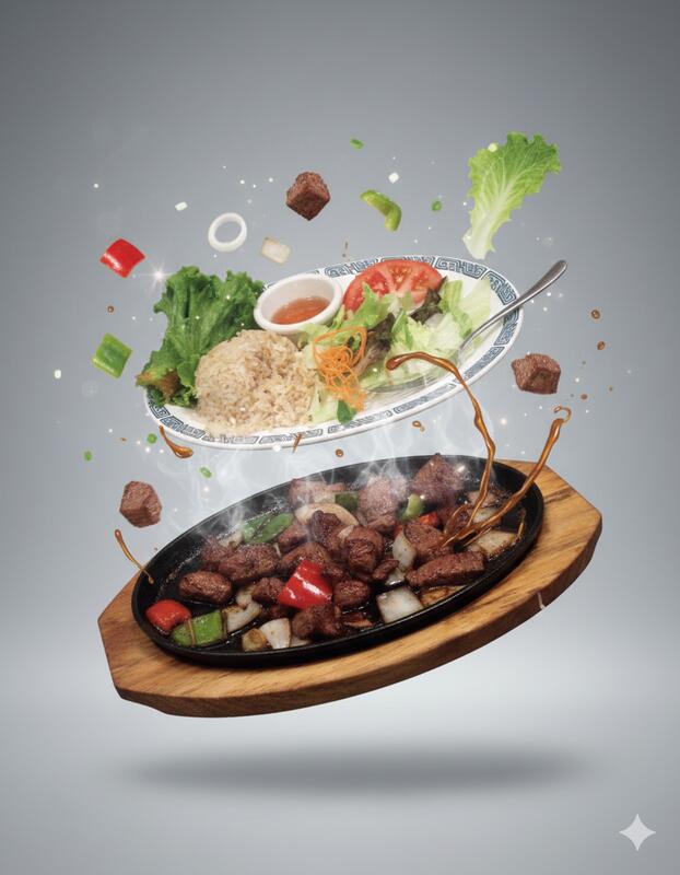 A19. BEEF STEAK CUBES WITH FRIED RICE (Cơm Bò Lúc Lắc)