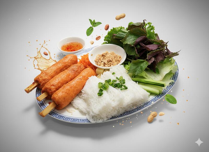 A24. WOVEN VERMICELLI WITH SHRIMP PASTE (Bánh Hỏi Chạo Tôm)