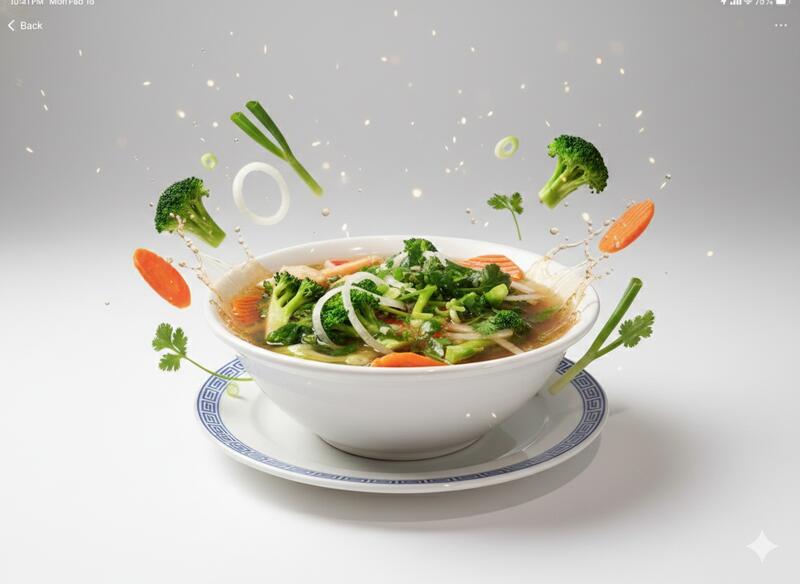 P4. TOFU & VEGETABLES IN CHICKEN BROTH (Phở Đậu Hủ & Rau Cải)