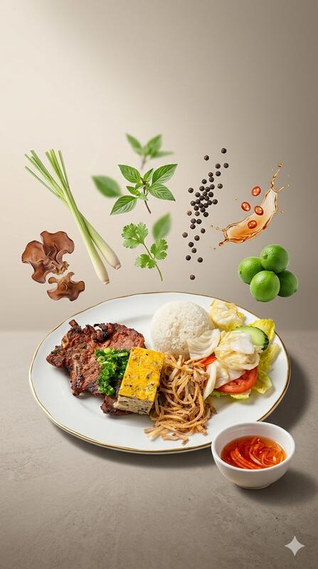 C3. GRILLED PORK CHOP COMBO (Cơm Tấm Bì Chả Sườn Nướng)