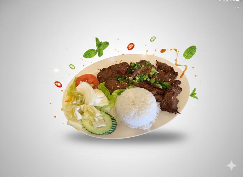 C9. GRILLED BEEF WITH STEAMED RICE (Cơm Bò Nướng)