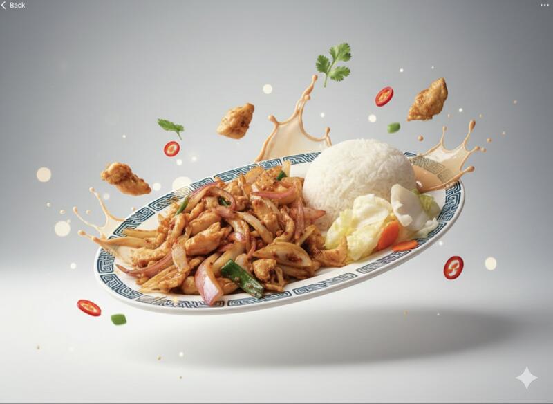 C10. CHICKEN WITH LEMONGRASS & HOT SAUCE (Cơm Gà Xào Sả Ớt)