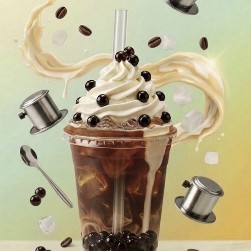 N2. MILK COFFEE WITH BOBA & WHIPPED CREAM (Cà Phê Boba & Kem)