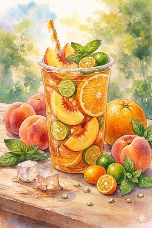 T1. PEACH ORANGE KUMQUAT TEA (Trà Đào Cam Tắc)